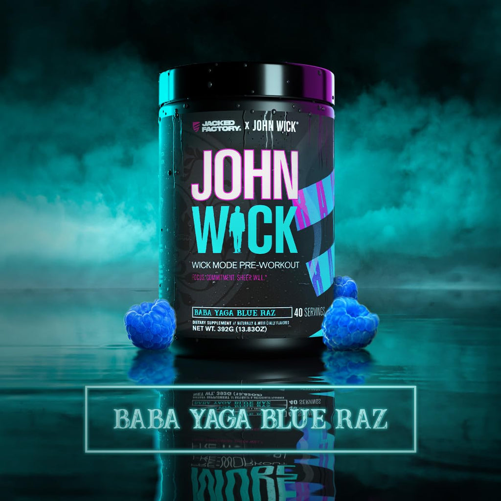 Jacked Factory X John Wick - Wick Mode Pre Workout Powder - Intense Energy, Battle-Ready Focus, Unstoppable Commitment, and Sheer Will