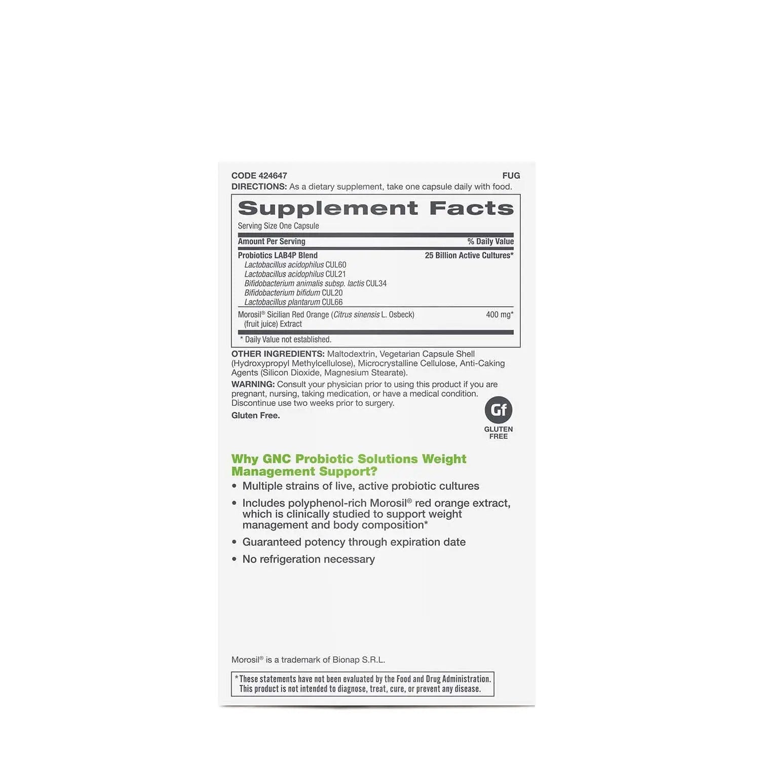 GNC Probiotic Solutions Weight Management Support with 25 Billion CFUs | Contains GNC Au supplements