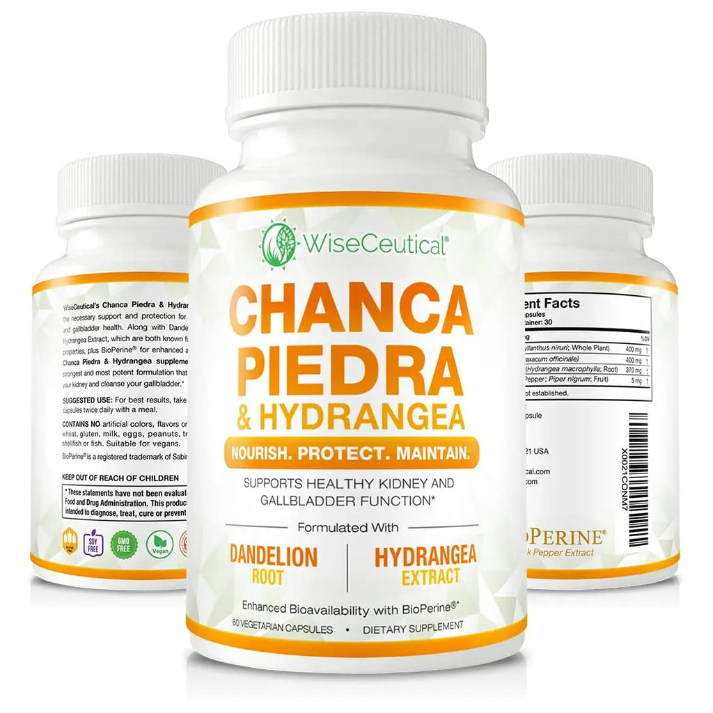 Max Strength Chanca Piedra, Hydrangea & Dandelion Root - Natural Kidney & Gallbladder Formula - Stone Breaker, Flush Impurities, Cleanse Urinary Tract - Enhanced with BioPerine. 60 Veggie Capsules. Wiseceutical Au supplements