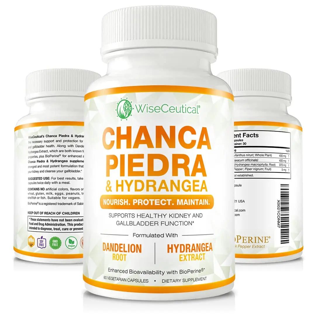 Max Strength Chanca Piedra, Hydrangea & Dandelion Root - Natural Kidney & Gallbladder Formula - Stone Breaker, Flush Impurities, Cleanse Urinary Tract - Enhanced with BioPerine. 60 Veggie Capsules. Wiseceutical Au supplements