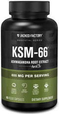 Jacked Factory Ashwagandha Root Extract (KSM-66 Ashwagandha) w/ 5% Withanolides - Supplement for Natural Stress Relief, Cognitive Function, Vitality, and Mood Support - 60 Veggie Capsules Jacked Factory Au supplements