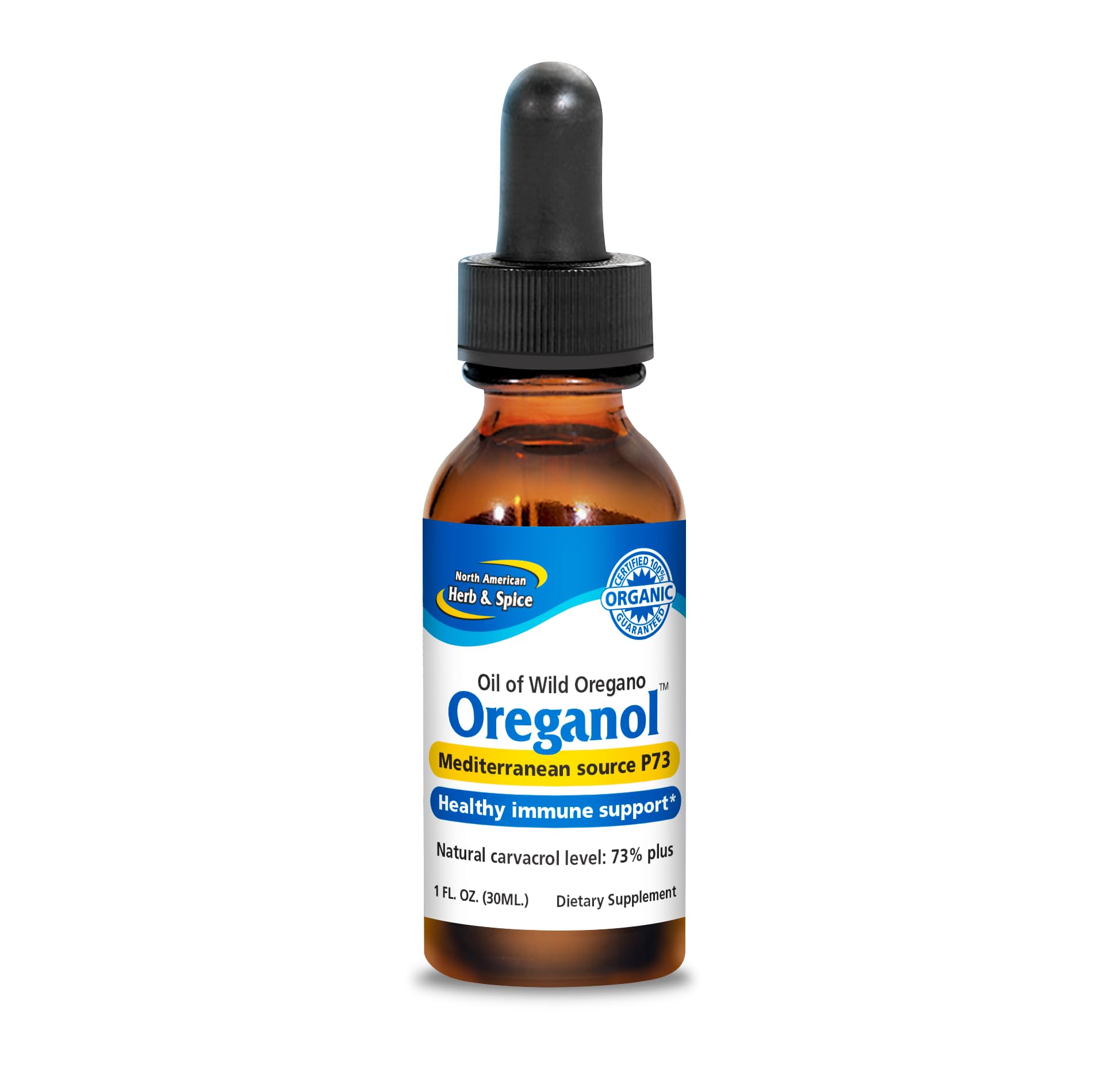 NORTH AMERICAN HERB & SPICE Oreganol - 1 fl. oz. - Unprocessed, Wild, Organic Oregano Oil