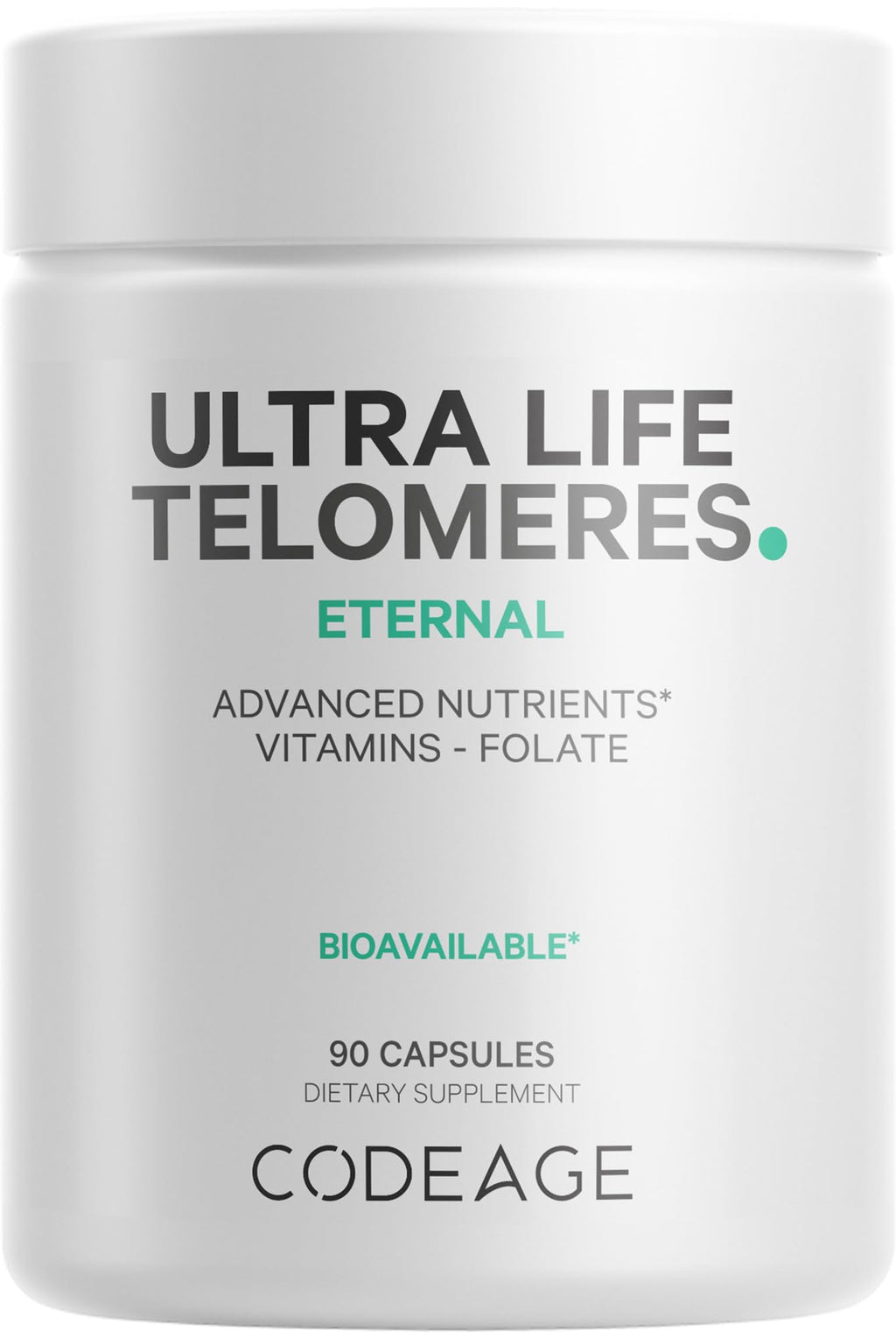 Codeage Ultra Life Telomeres Supplement - 5 MTHF Folate Vitamin B9, Vitamin B12 Methylcobalamin, Vitamin D3, L-Theanine, Ashwagandha - 3-Month Supply - DNA, Methylation Cycle - Non-GMO - 90 Capsules Codeage Au supplements