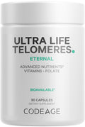Codeage Ultra Life Telomeres Supplement - 5 MTHF Folate Vitamin B9, Vitamin B12 Methylcobalamin, Vitamin D3, L-Theanine, Ashwagandha - 3-Month Supply - DNA, Methylation Cycle - Non-GMO - 90 Capsules Codeage Au supplements