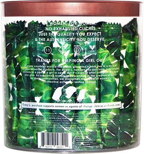 L. Organic Cotton Regular and Super Absorbency Compact Tampons Multipack 30 Count L. Au supplements