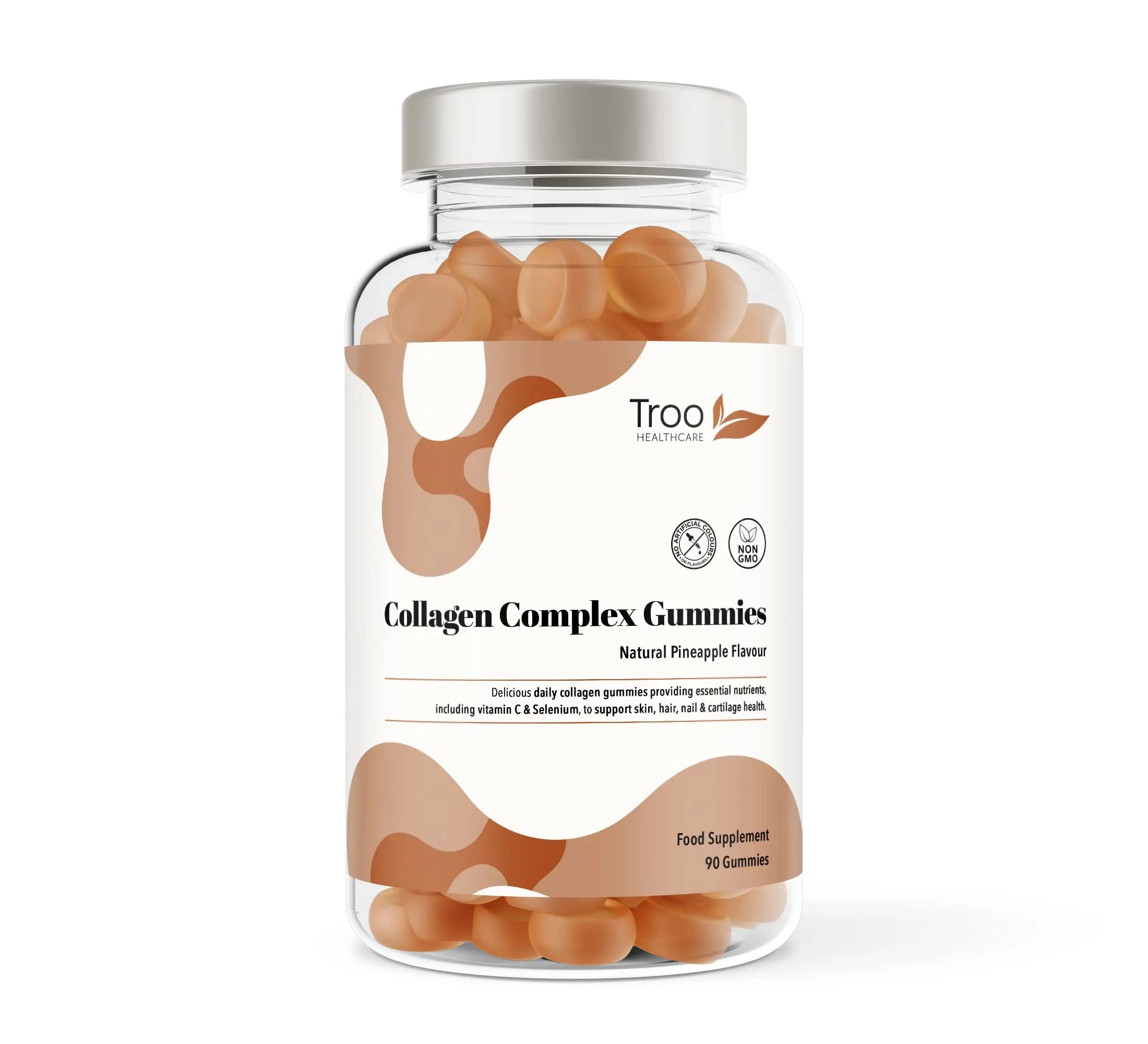 Hydrolysed Collagen Complex - 90 Natural Pineapple Flavour Chewable Gummies - One Per Day with Biotin, Vitamin C and Selenium Troo Health Care Au supplements