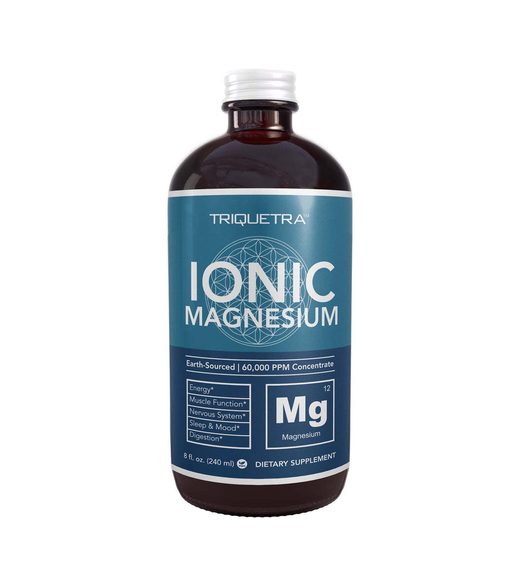 Liquid Magnesium | 8 oz - Ionic Magnesium Chloride, Highest & Fastest Absorption - Calm Mood, Sleep, Muscle Cramps & Spasms, Natural Laxative – Vegan, Glass Bottle (96 Servings) Triquetra Health Au supplements