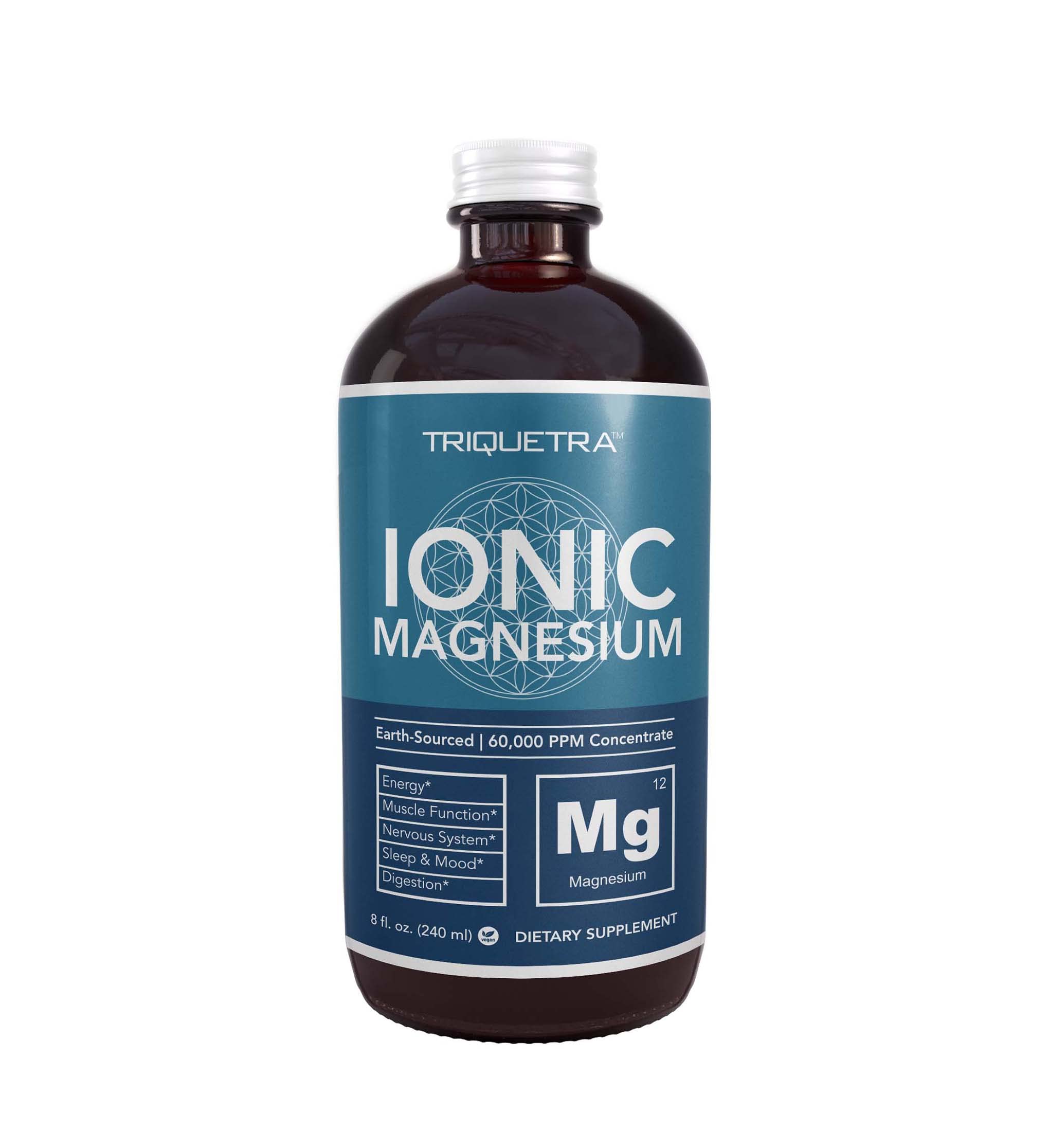 Liquid Magnesium | 8 oz - Ionic Magnesium Chloride, Highest & Fastest Absorption - Calm Mood, Sleep, Muscle Cramps & Spasms, Natural Laxative – Vegan, Glass Bottle (96 Servings) Triquetra Health Au supplements