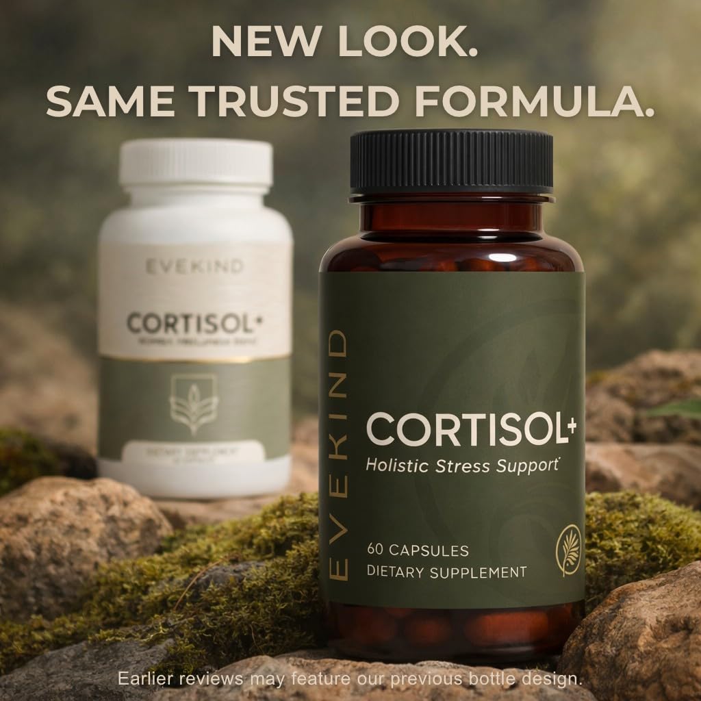 EVEKIND Cortisol Manager + Women’s Stress Relief & Hormone Balance Supplement – Adrenal Support for Mood, Focus & Energy – KSM-66® Ashwagandha, Rhodiola, L-Theanine – Vegan, Non-GMO, 60 Capsules EVEKIND Au supplements
