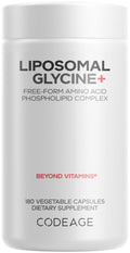 Codeage Liposomal Glycine+ Supplement - Free-Form Glycine 1,500 mg with Liposomal Delivery - 2-Month Supply - Amino Acid Capsules - Protein Support - Glycine Vitamins - 180 Capsules Codeage Au supplements