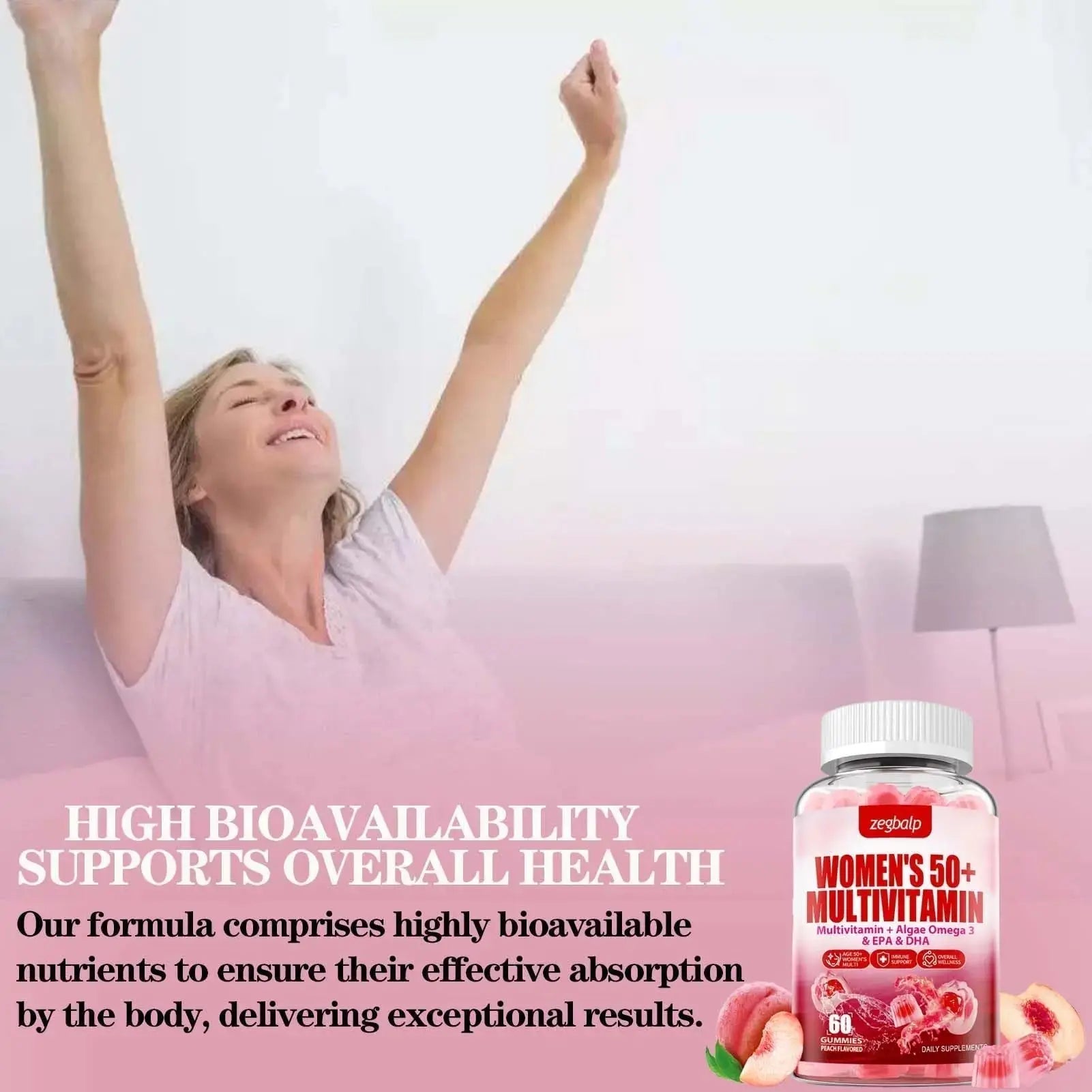 ZEGBALP Sugar-Free Womens Multivitamin 50 Plus Gummies with Calcium, Magnesium, Zinc, Vitamin A, C, D3, E, K2, B Complex, Folate, Biotin ZEGBALP Au supplements