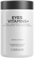 Codeage Eyes Vitamins - AREDS 2 Based Formula Supplement - 2-Month Supply - Vitamins A, C, E, Zinc, Lutein, Astaxanthin, Zeaxanthin, Eyebright, Marigold, Bilberry, Saffron, Omega-3-120 Capsules Codeage Au supplements