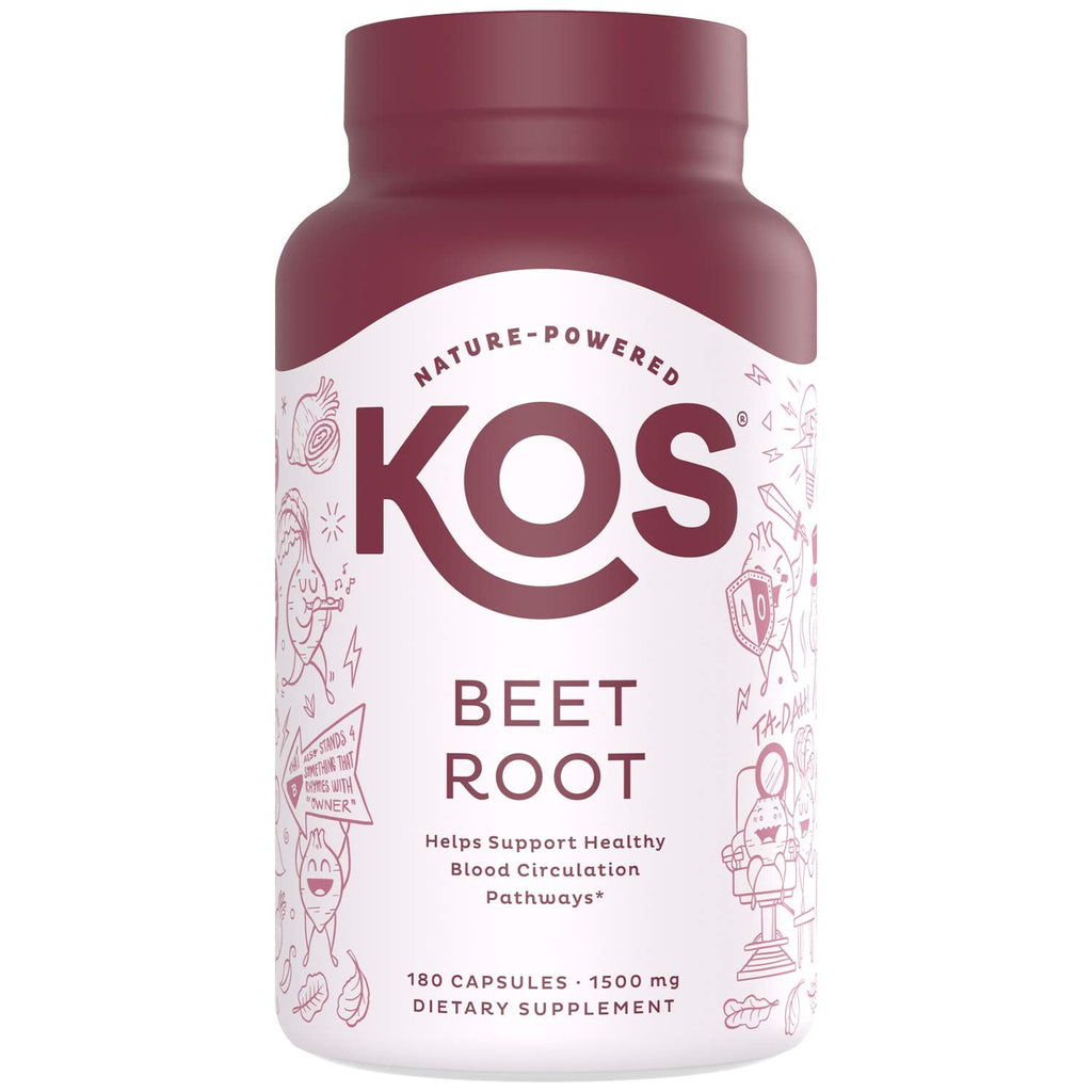KOS Organic Beetroot Capsules 1500mg - USDA Organic, Antioxidant Power from Organic Beet Root Superfood, Supports Healthy & Active Lifestyle - Non-GMO,