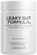 Codeage Leaky Gut Supplement, L-Glutamine, N-Acetylglucosamine, Probiotic, Butyric Acid, Polyphenols, Quercetin, DGL, Marshmallow Root, Berberine, BioPerine