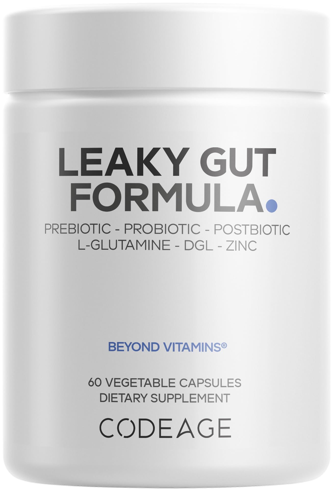 Codeage Leaky Gut Supplement, L-Glutamine, N-Acetylglucosamine, Probiotic, Butyric Acid, Polyphenols, Quercetin, DGL, Marshmallow Root, Berberine, BioPerine