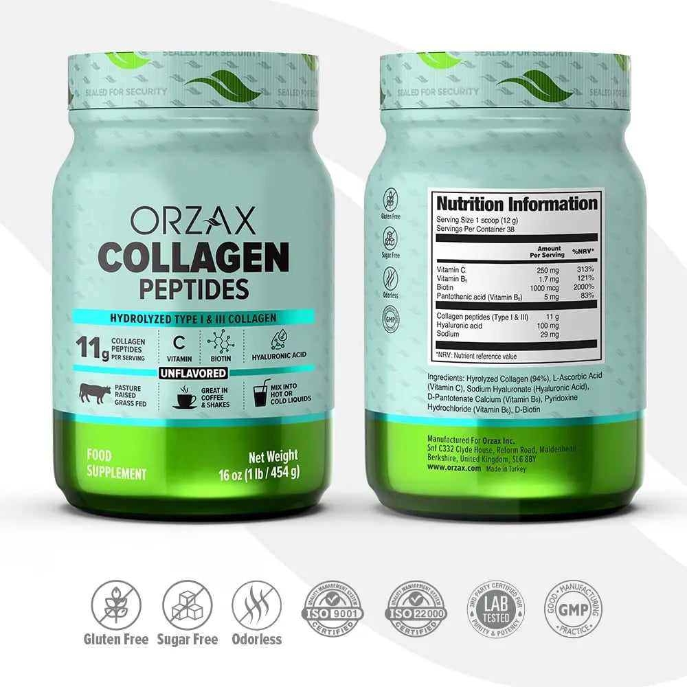 ORZAX Collagen Peptides Powder Unflavored - Hair, Skin and Nails Vitamins - Bone ORZAX Au supplements