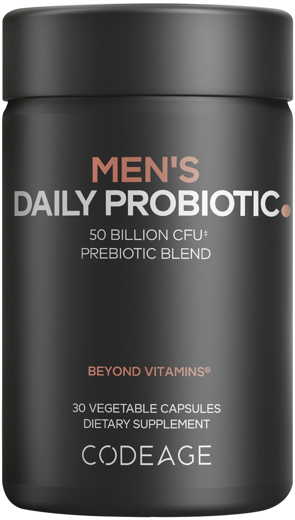 Codeage Men’s Daily Probiotic Supplement - 50 Billion CFU Probiotic Blend with Zinc, Inulin Prebiotic, Saw Palmetto – Men’s Wellness Support – 1 Capsule Per Serving - Non-GMO – 30 Capsules Codeage Au supplements