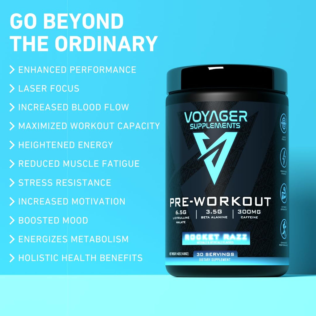 Voyager Supplements Pre-Workout Powder | Rocket Razz | Intense Pump | Maximized Voyager Supplements Au supplements