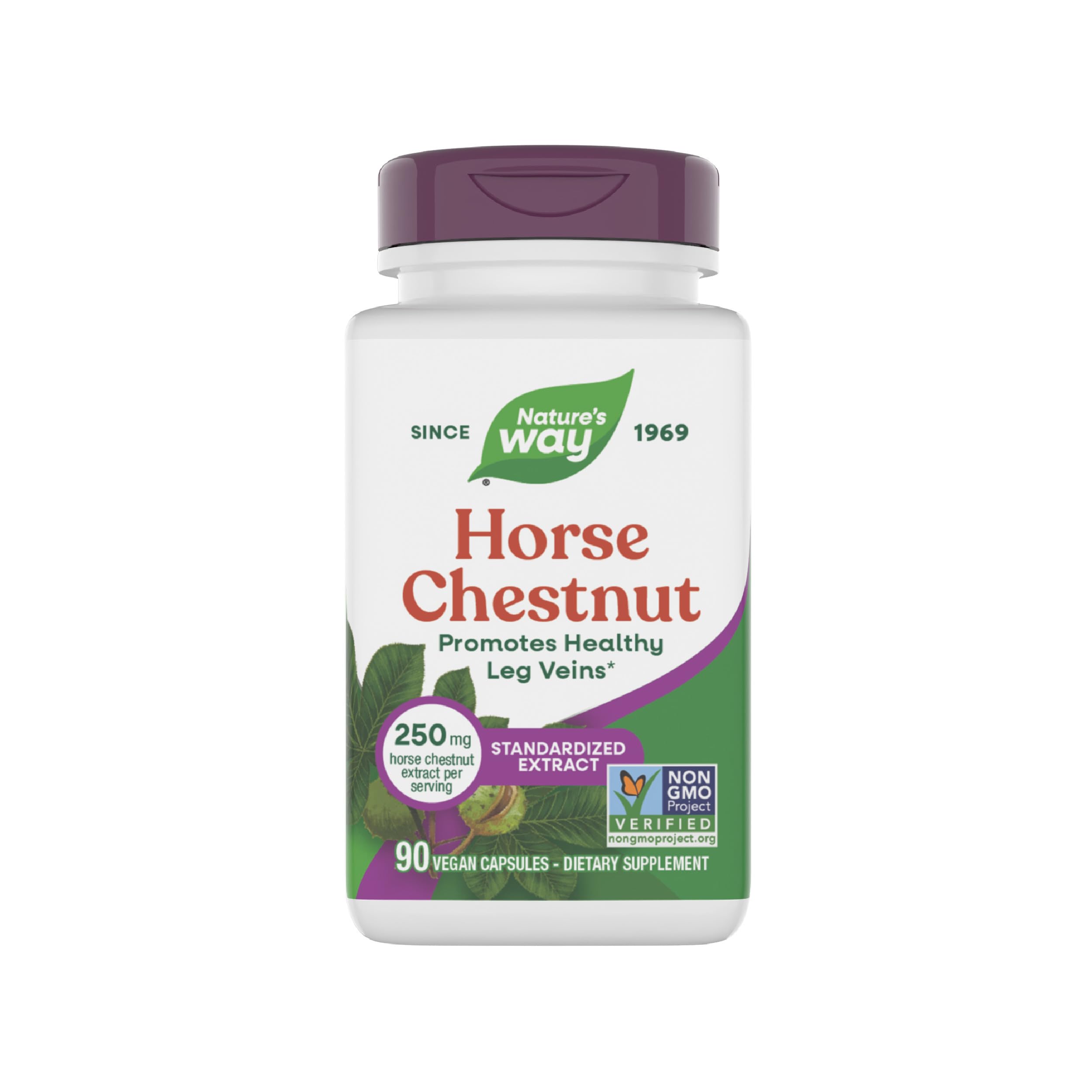 Nature's Way Horse Chestnut Extract, Premium Extract, Promotes Healthy Leg Veins*, 250 mg per Serving, Vegan