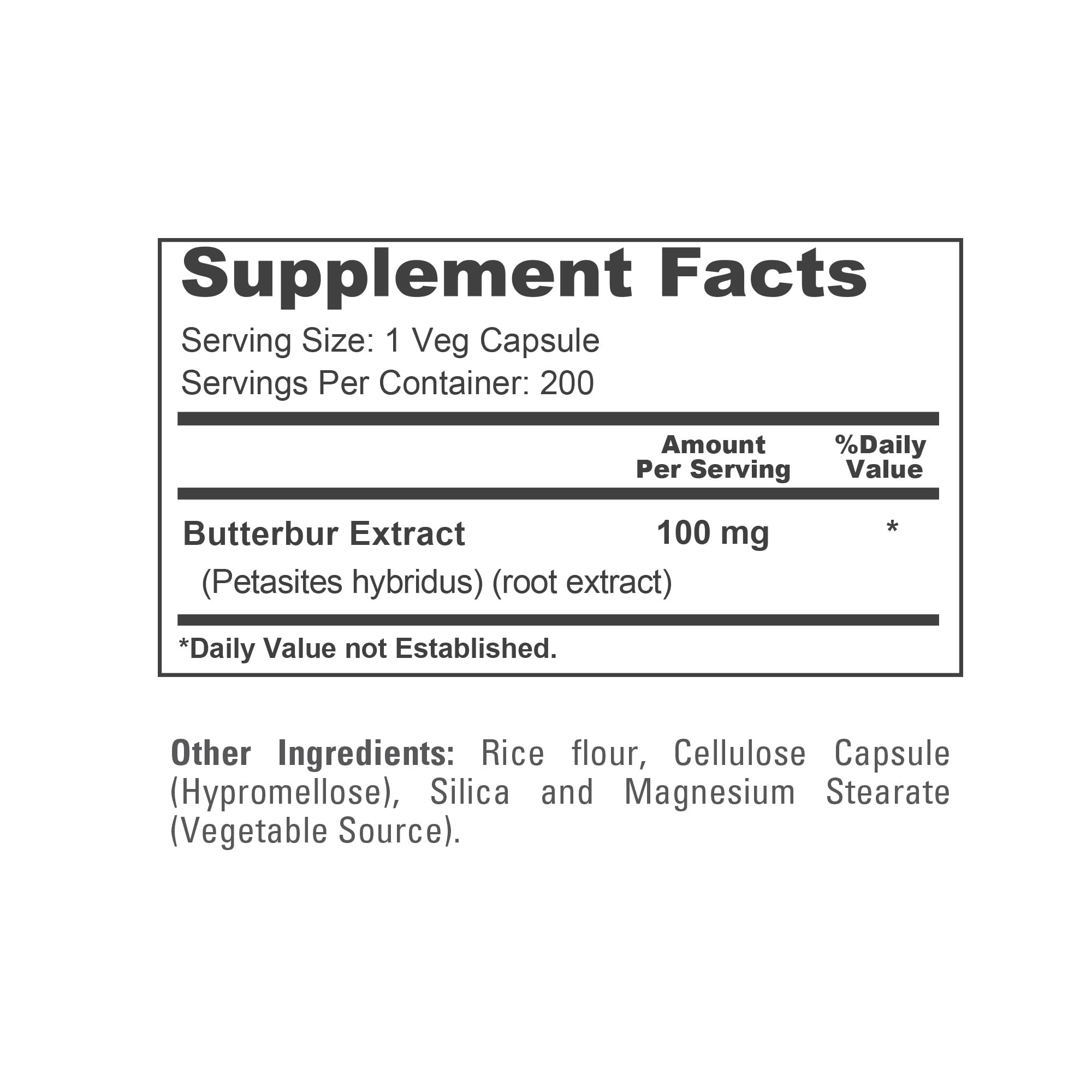 NusaPure Butterbur Extract 100mg per caps 200 Veggie Capsules (Non-GMO, Vegetarian, Vegan) NusaPure Au supplements