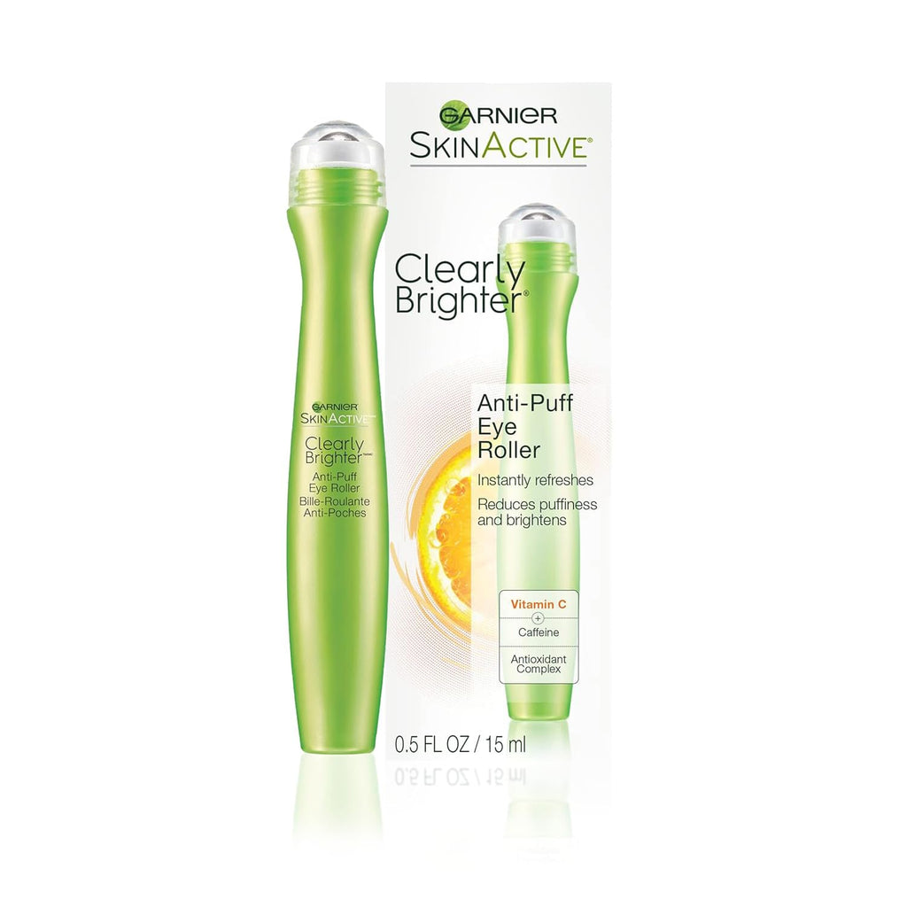 Garnier Clearly Brighter Anti-Puff Eye Roller, Dark Circles Under Eye Treatment with Caffeine and Vitamin C, 0.5 Fl Oz (15mL)