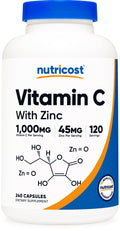 Nutricost Vitamin C with Zinc Capsules, 120 Servings - 1000mg, 45mg Zinc, Non-GMO, Gluten Free Vitamin C Supplement