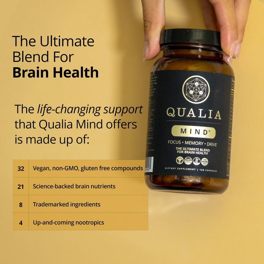 Qualia Mind — Beat Brain Fog | Doctor-Formulated Premium Brain Nourishment | Fuel Focus, Drive & Energy | 32 Ingredients Including Lion’s Mane, Cognizin™️, Ginkgo & More| 2 Week Supply* QUALIA LIFE SCIENCES Au supplements