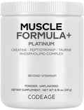 Codeage Muscle Formula+ Platinum Supplement - Creatine Monohydrate, PeptiStrong Fava Bean Protein Hydrolysate, Taurine, Vitamin D3, Liposomal Delivery - Non-GMO - Unflavored Protein Powder - 8.78 Oz Codeage Au supplements