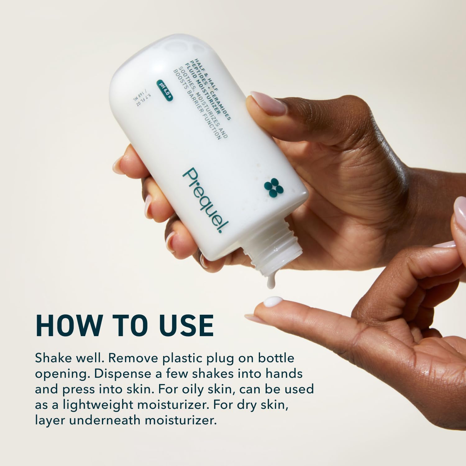 Prequel Skin Half and Half Fluid Moisturizer Face Cream. Lightweight Ceramide Peptide Lotion for All Skin Types