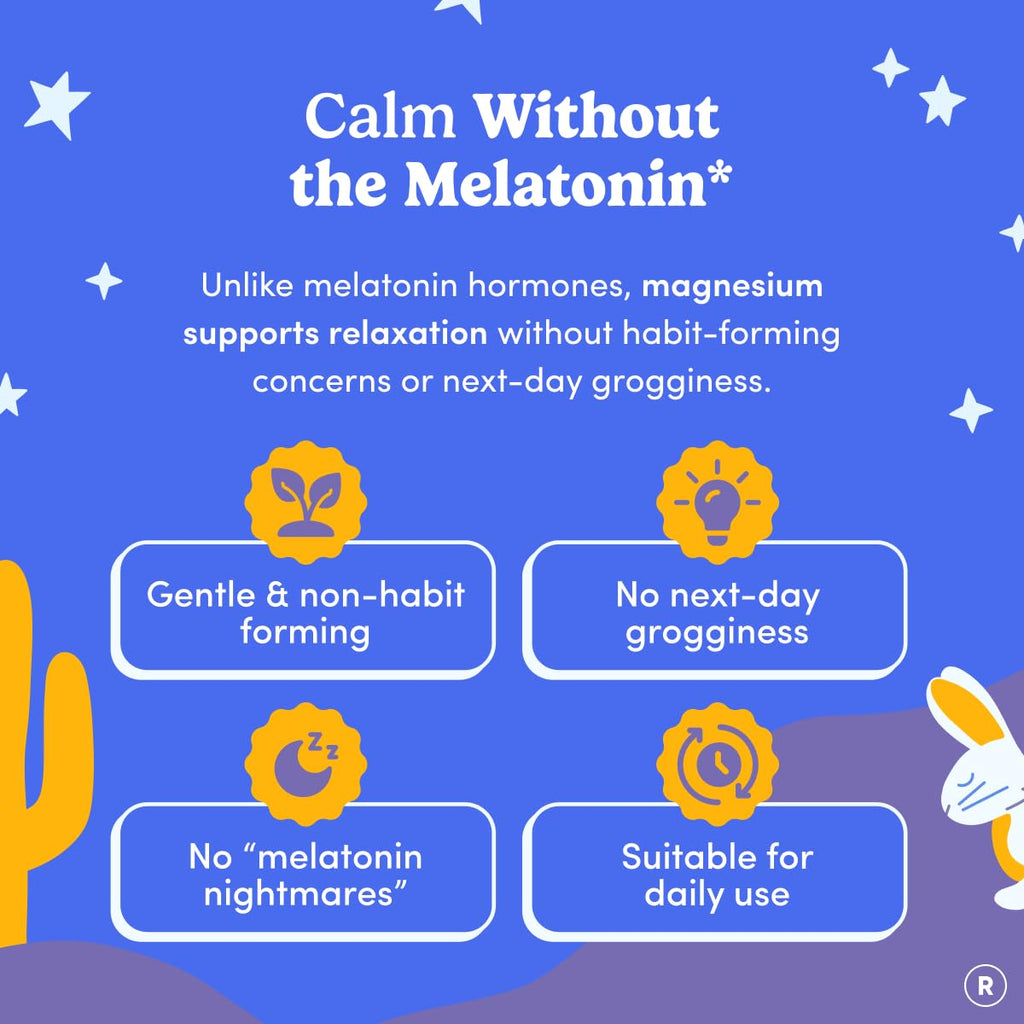 FIRST DAY Kids Magnesium Citrate Gummies (Ages 4+) with No Melatonin | Calm Kids Magnesium Gummies | Bedtime Supplement for Better Sleep with Suntheanine