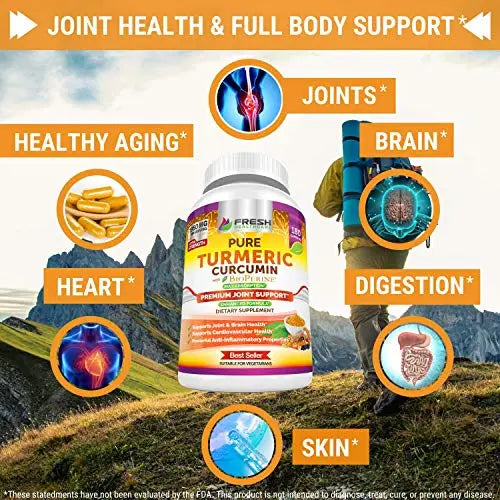 Turmeric Curcumin with BioPerine 1950mg - Natural Joint & Healthy Inflammatory FRESH HEALTHCARE Au supplements