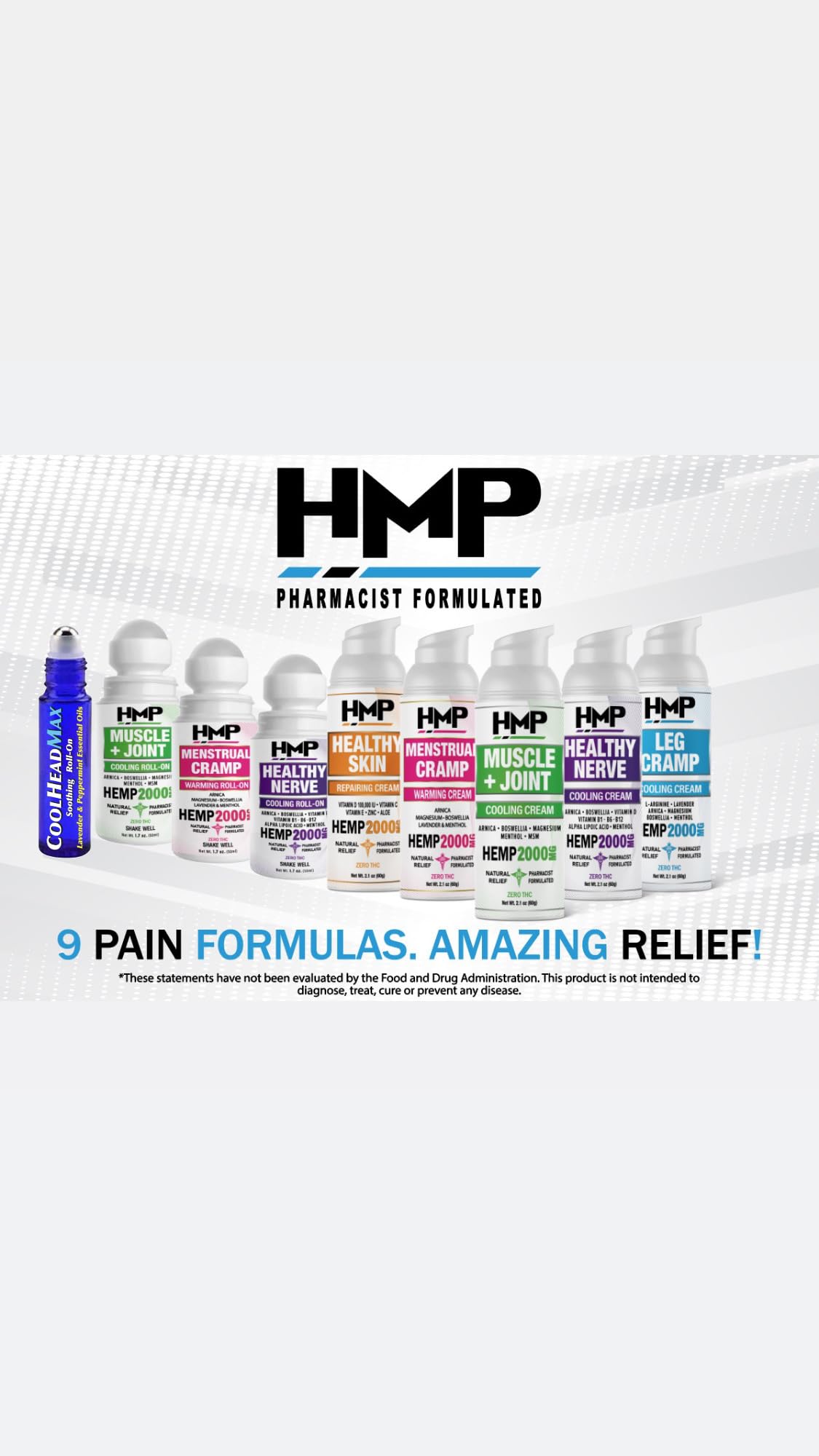 HMP BRANDS Menstrual Cramp Hemp Warming ROLL-ON 2000MG w Arnica & Menthol Made in USA Natural Formula 1.7oz HMP BRANDS Au supplements