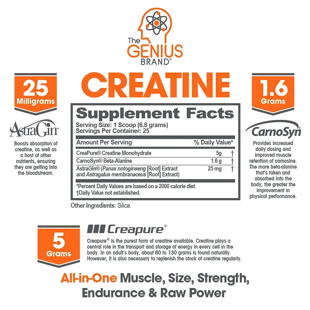 Genius Pre Workout Powder, Sour Cherry, and Genius Micronized Creatine Monohydrate The Genius Brand Au supplements