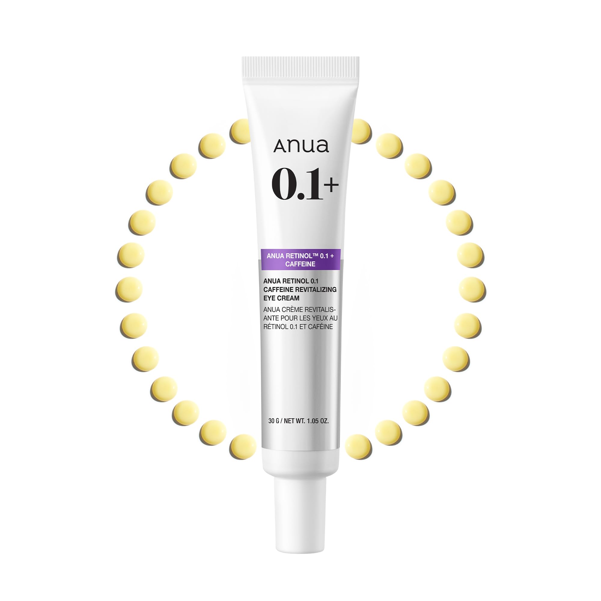 Anua Retinol 0.1 Caffeine Revitalizing Eye Cream, Lightweight Formula for Dark Circles & Puffiness