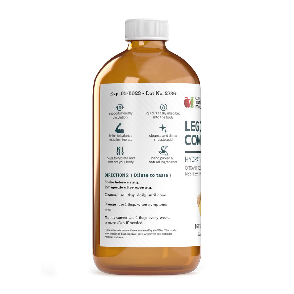 Organic Amish Leg Cramp Relief Liquid 16oz - Natural Muscle and Foot Support Supplement with Apple Cider Vinegar, Ginger, Garlic, Aloe, Fast Cramp Reducing Formula, Certified Organic, Made in USA Complete Natural Products Au supplements