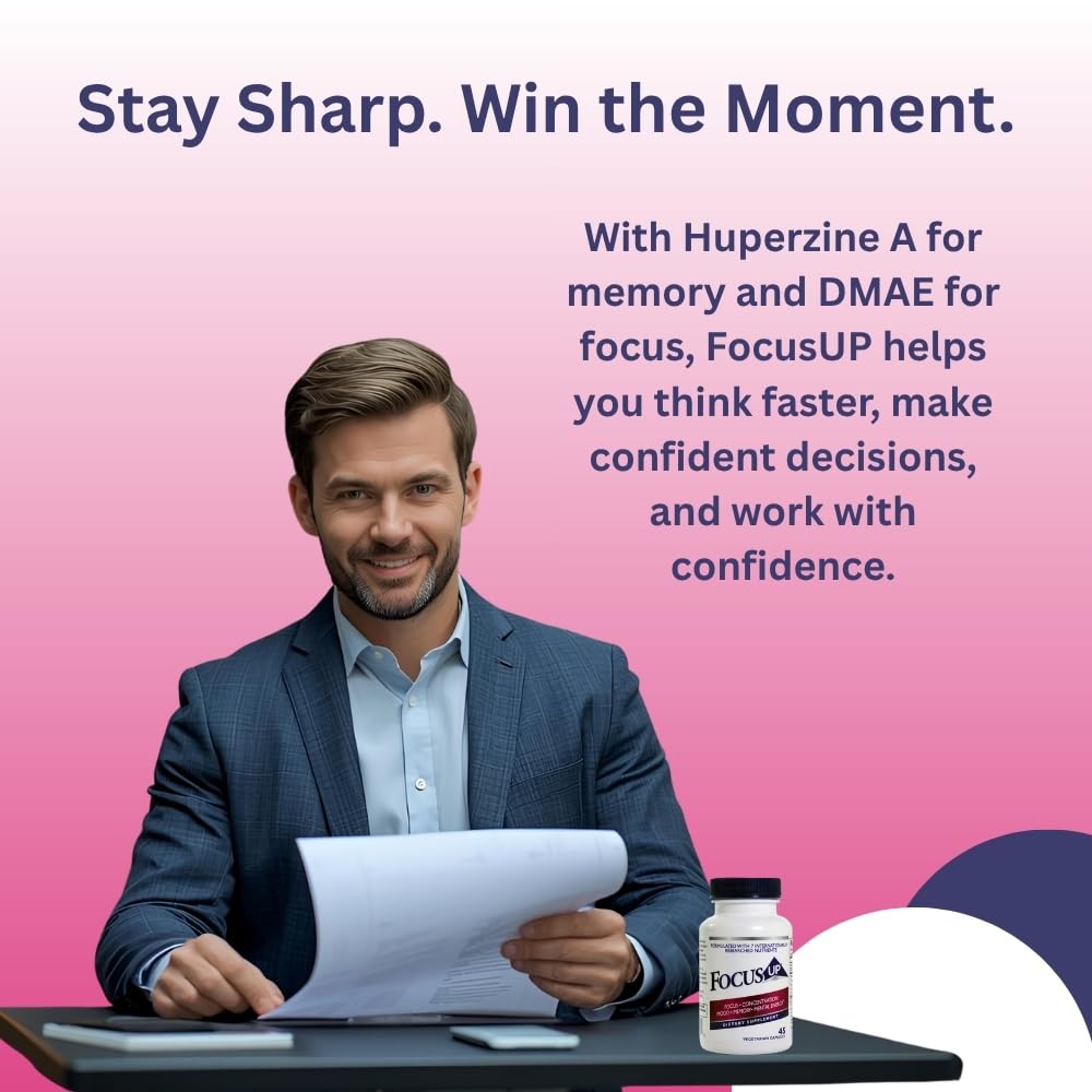 FocusUP Brain & Energy Support Supplement – Natural Nootropic Capsules with Acetyl L-Carnitine, Rhodiola, DMAE & Huperzine-A | Supports Focus, Memory, Mood & Mental Clarity | 45 Sugar-Free Capsules Xooma Au supplements