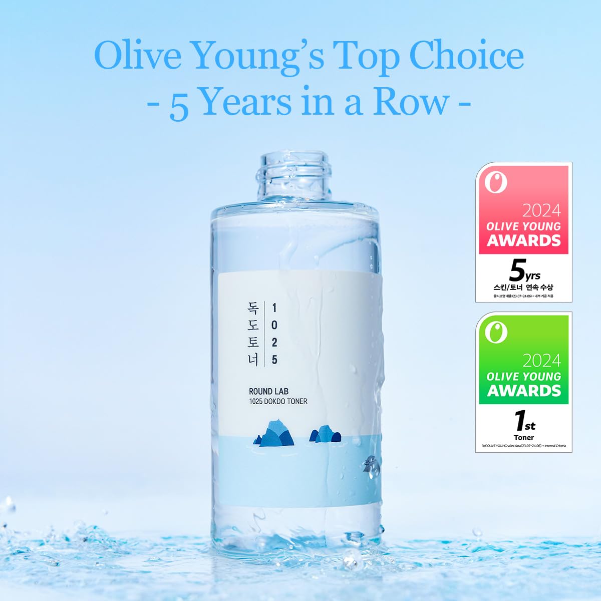 ROUND LAB 1025 Dokdo Toner 6.76 Fl Oz, Oil Control and Reduces Excess Sebum, Gentle Exfoliating Facial Toner, Deep Sea Water for Moisturization