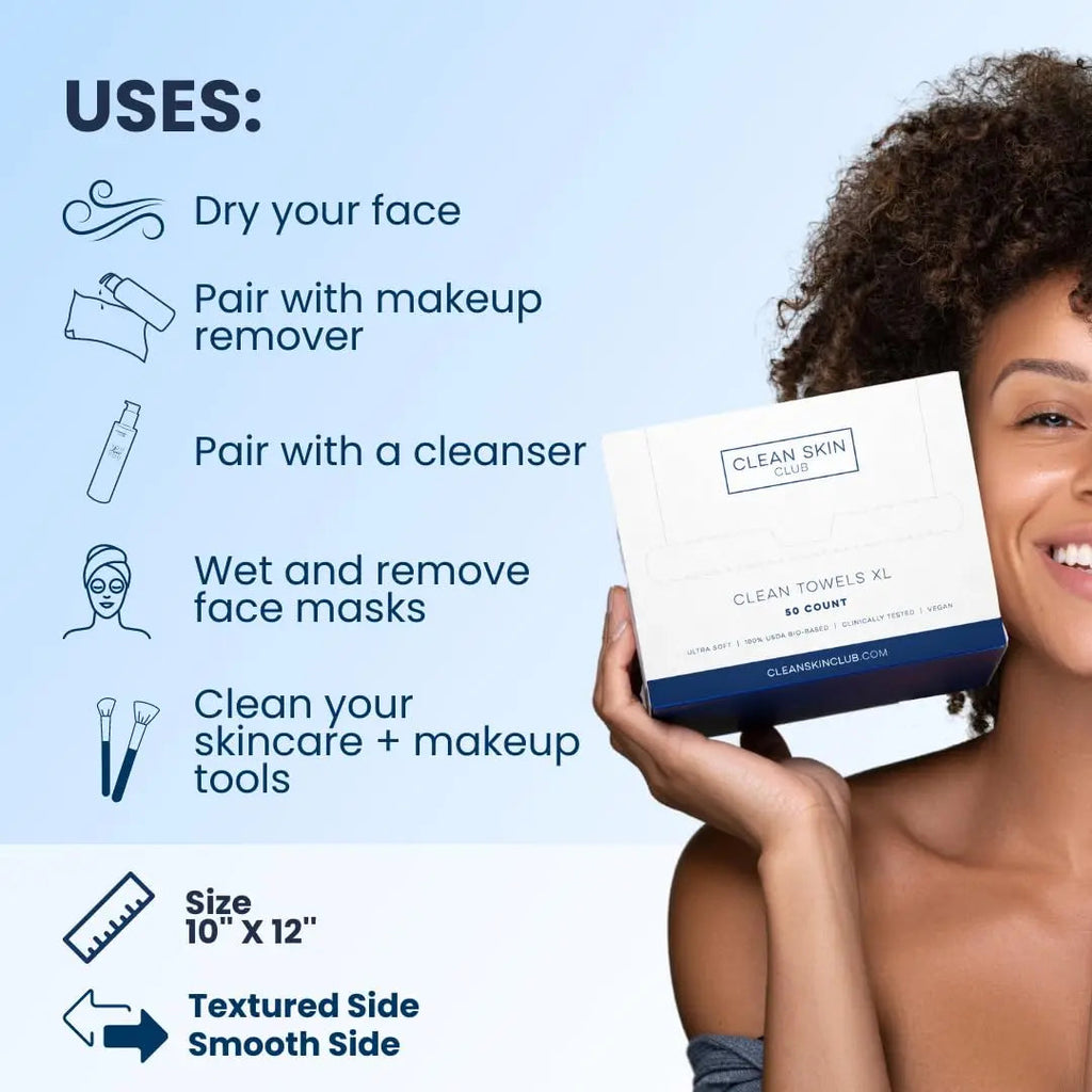 Clean Skin Club Clean Towels XL, 100% USDA Biobased Dermatologist Appr CLEAN SKIN CLUB Au supplements
