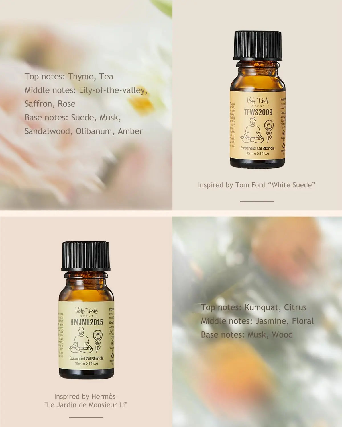 VTS Waterless Diffuser with Classic Perfume Scent Essential Oils Set, Perfume Collection VEDA TINDA SCENT Au supplements