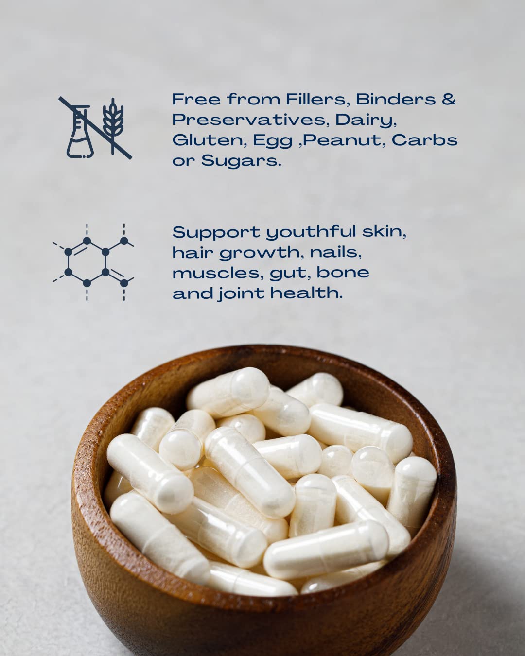 BioOptimal Collagen Peptides Capsules - Grass-Fed, Pasture-Raised Hydrolyzed Protein S]n-GMO, Zero Sugar Daily Pills for Men & Women (180 Capsules)