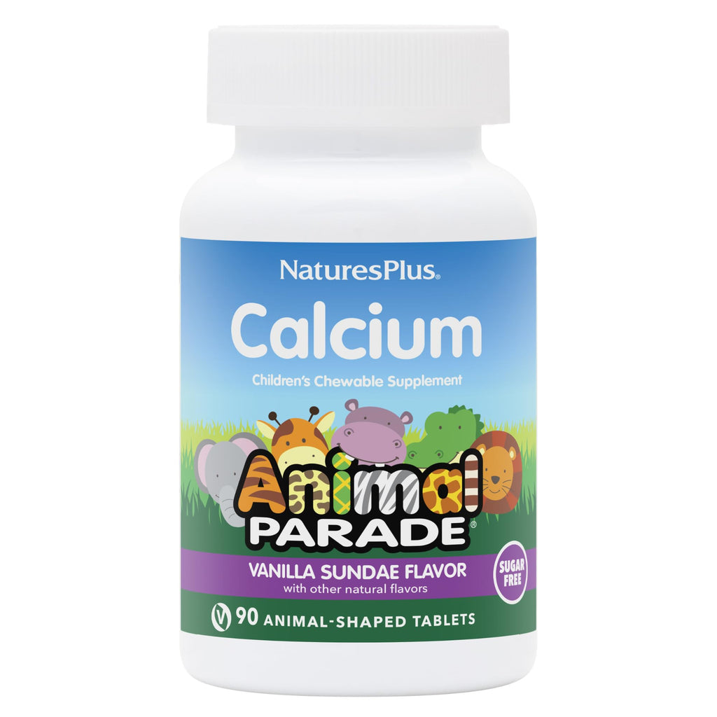 NaturesPlus Animal Parade Sugar-Free Children's Calcium, Vanilla Sundae Flavor - 90 Chewable Animal Shaped Tablets, Pack of 2 - Magnesium for Bone Health - Gluten Free - 90 Servings NaturesPlus Au supplements