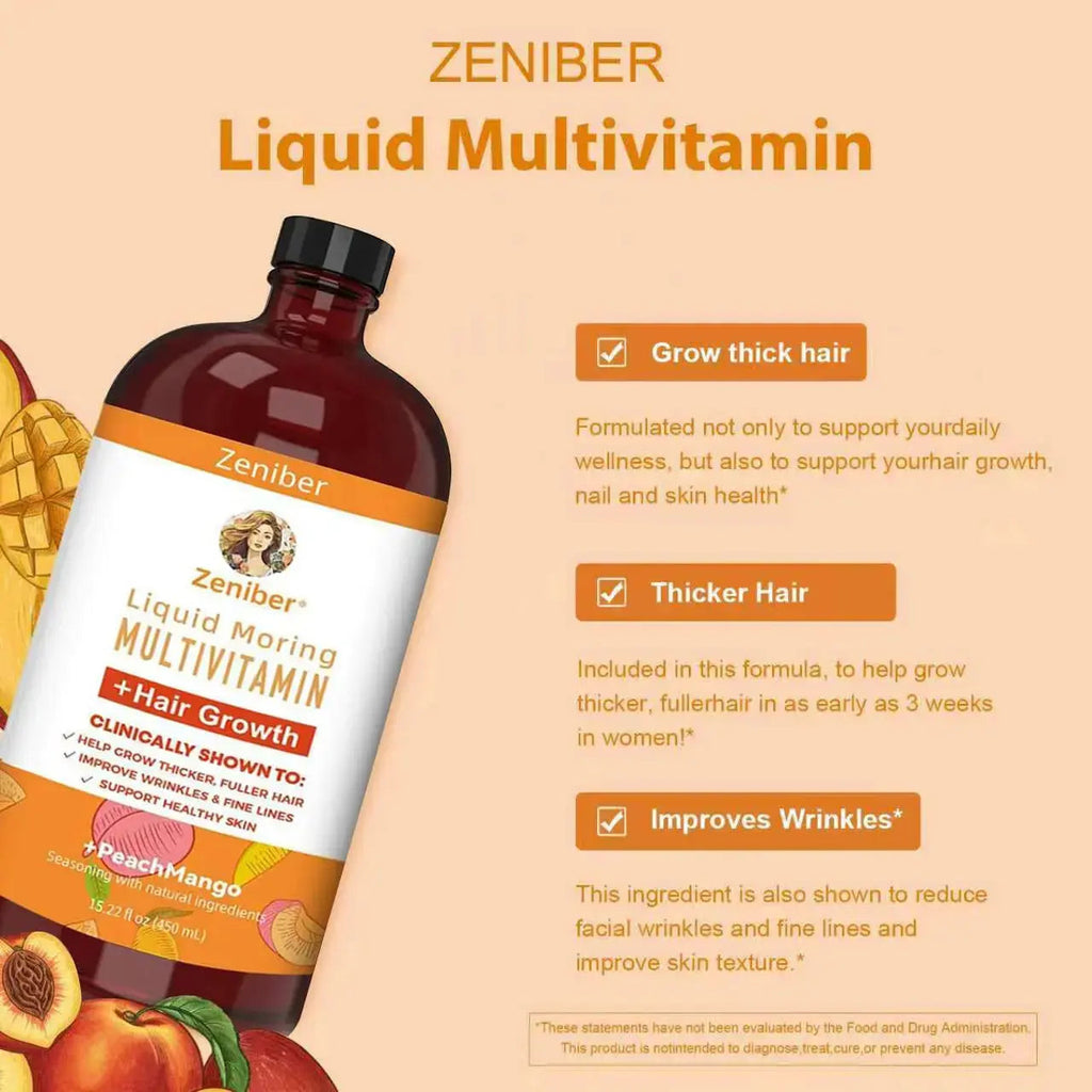 Zeniber MaayRuth Multivitamins Hair Growth| Liquid Multivitamin for Hair Growth | Biotin 10000mcg | Hair & Skin Support Supplement | Zeniber Au supplements