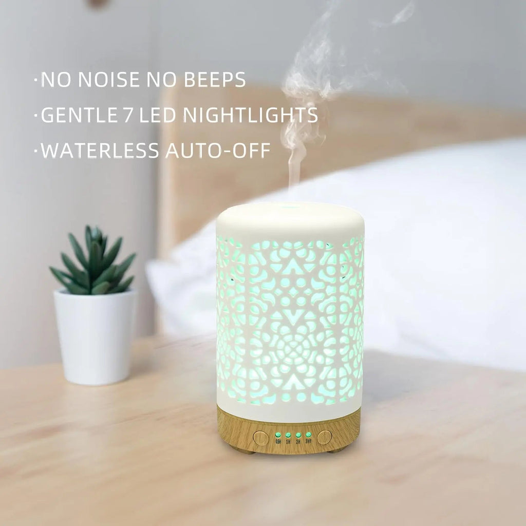Essential Oil Diffusers, 100ml White Ceramic Diffuser with 7 LED Lights,Ultrasonic Aromatherapy homnas Au supplements