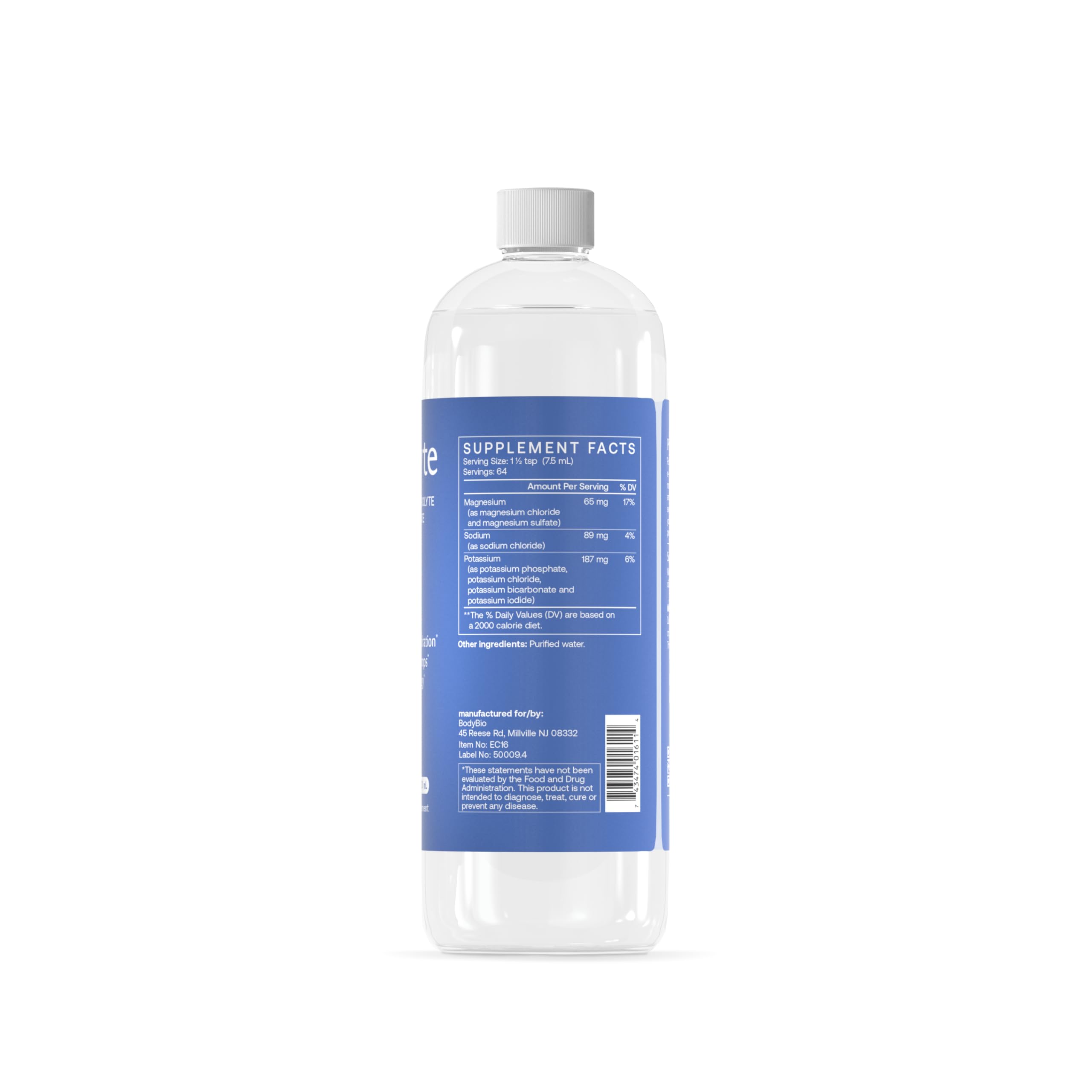 BodyBio e-lyte - Liquid Electrolyte Concentrate for Clean Hydration, Energy & Cramp Relief - No Sugar, No Artificial Flavors, No Fillers, Keto Friendly