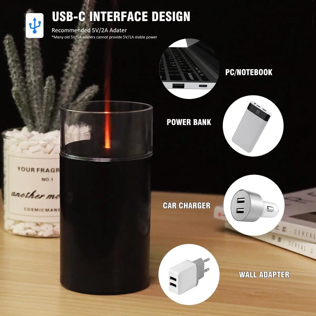 iWeeta Candlelight Diffuser,60ml Rechargeable Battery Operated Low Power Portable 10ml/H Aroma iweeta Au supplements