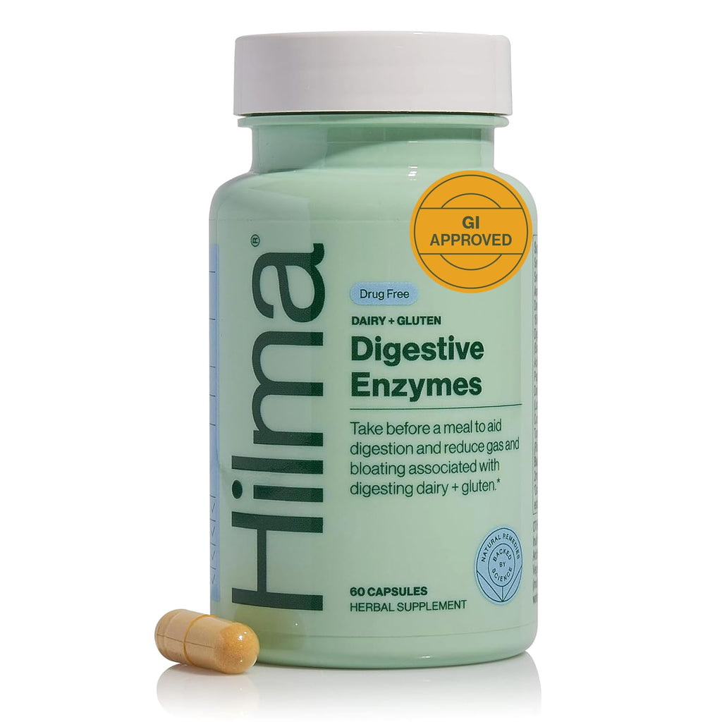 Hilma Digestive Enzymes for Women, Bloating Relief with Turmeric, Dandelion Root and Gluten Digestive Enzymes, Natural Gluten