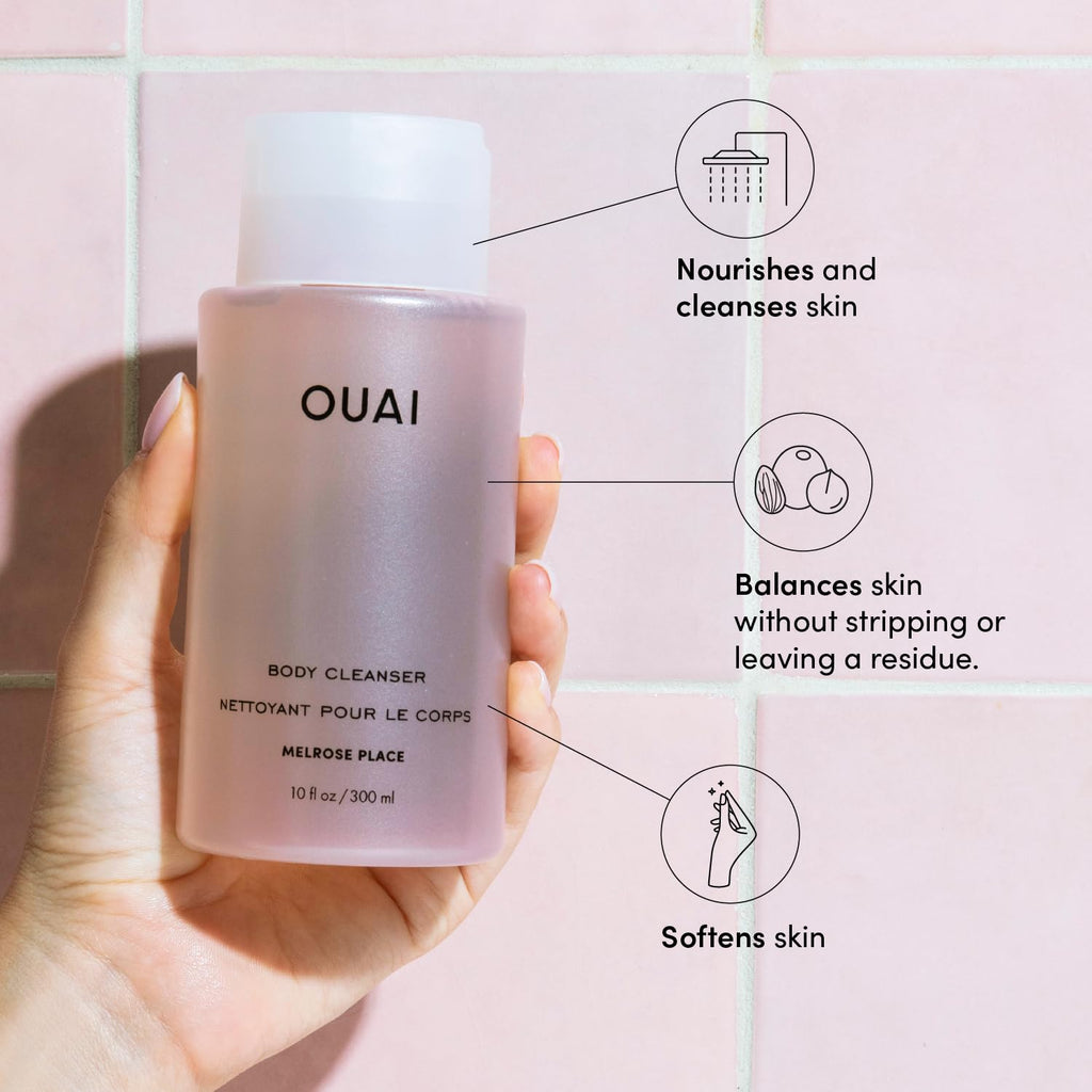 OUAI Body Cleanser, Melrose Place - Foaming Body Wash with Jojoba Oil and Rosehip Oil to Hydrate, Nurture, Balance and Soften Skin - Paraben, Phthalate and Sulfate Free Skin Care Products (10 Fl Oz) OUAI Au supplements