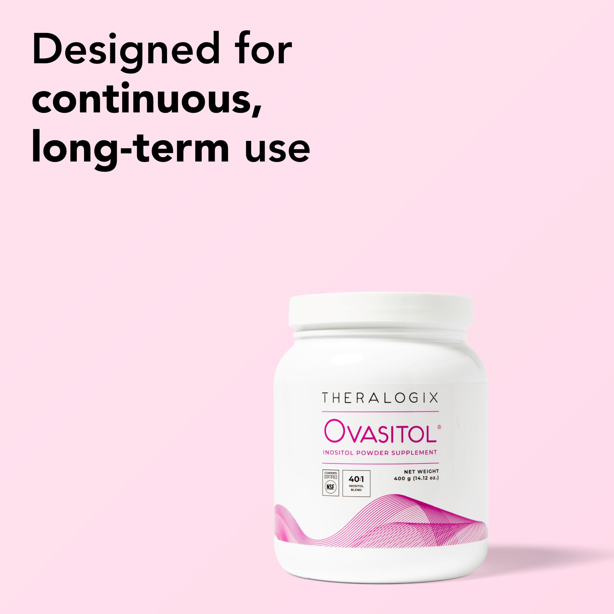 Theralogix Ovasitol Inositol Powder - 90-Day Supply - Myo-Inositol & D-Chiro Inositol for Hormone Balance & Ovarian Function Support - NSF Certified - 400 g (180 Servings)