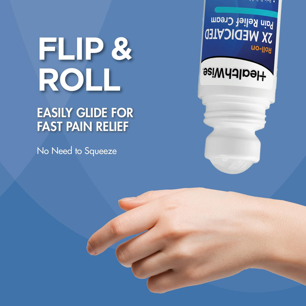 HealthWise 2X Medicated Roll-On | 10% Menthol + 20% Methyl Salicylate | Pain Relief Cream | 3 oz. 88.5 mL | Quick-Dry Formula | Immediate Penetrating Action | Topical Analgesic HealthWise Au supplements